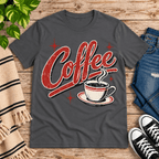 Coffee Premium T-Shirt in asphalt gray, flat lay