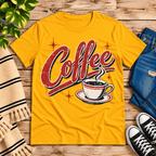 Coffee Premium T-Shirt in gold, flat lay
