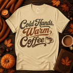 Cold Hands, Warm Coffee Premium T-Shirt in natural, flat lay with autumn props