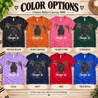 A color chart showing all the color options for Hangin' In cute introvert graphic t-shirt.