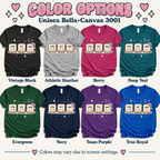 A color chart showing all the color options for CTRL + ALT + NAP funny introvert graphic t-shirt.