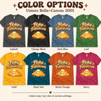 A color chart showing all the color options for Flaky But Fabulous cute food graphic t-shirt.