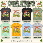 A color chart showing all the color options for Quiet Company cute cottagecore graphic t-shirt.