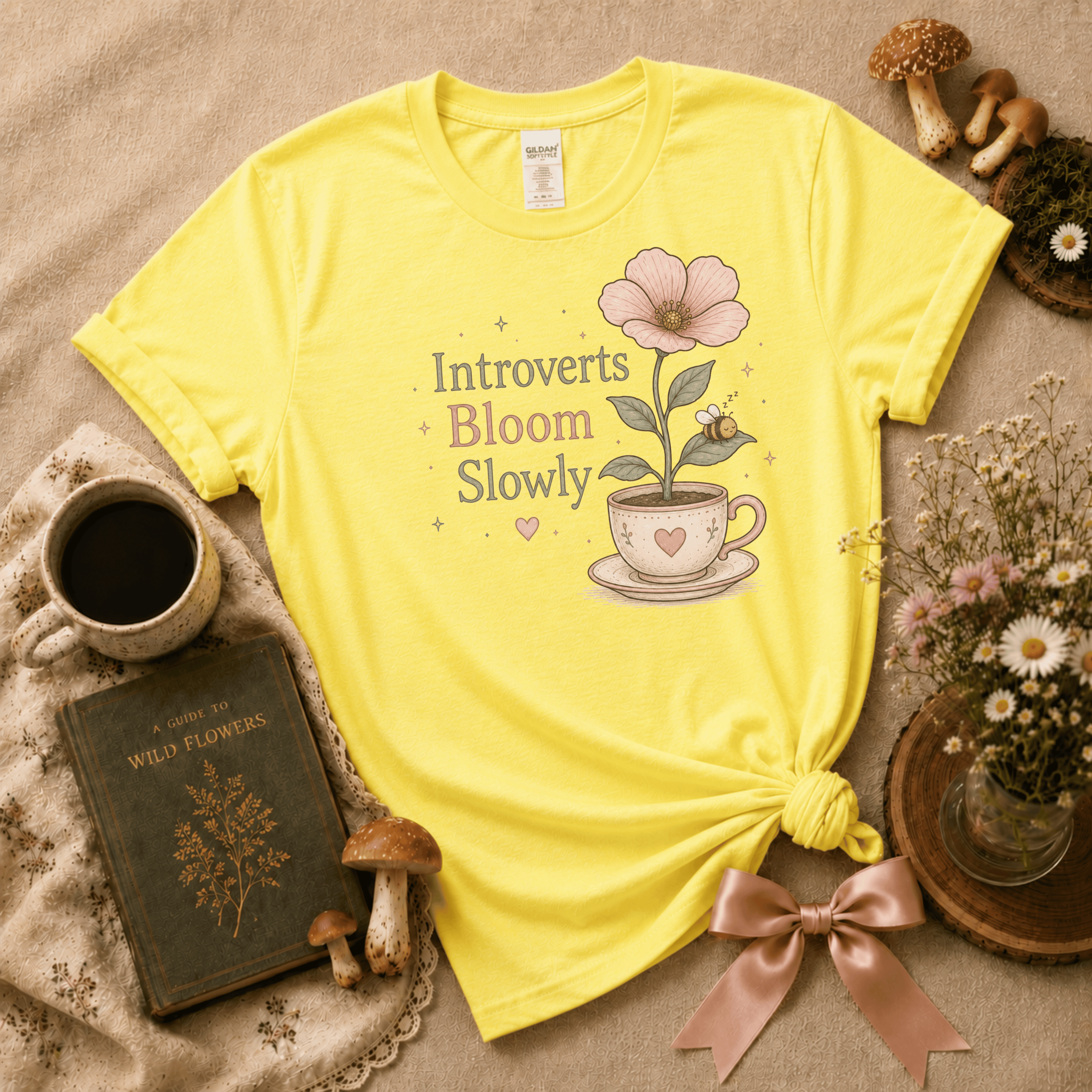 Introverts Bloom Slowly | Cottagecore Graphic T-Shirt
