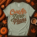 Crisp Air Premium T-Shirt in sage, flat lay with autumn props