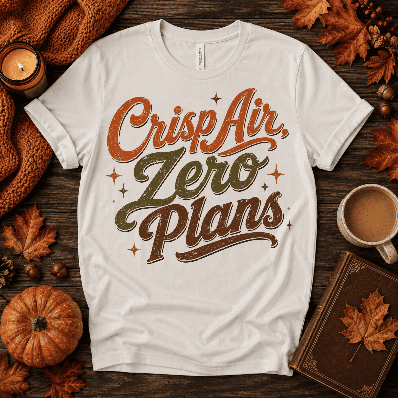 Crisp Air Premium T-Shirt in vintage white, flat lay with autumn props