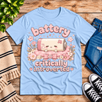 Critical Battery Premium T-Shirt in baby blue, flat lay