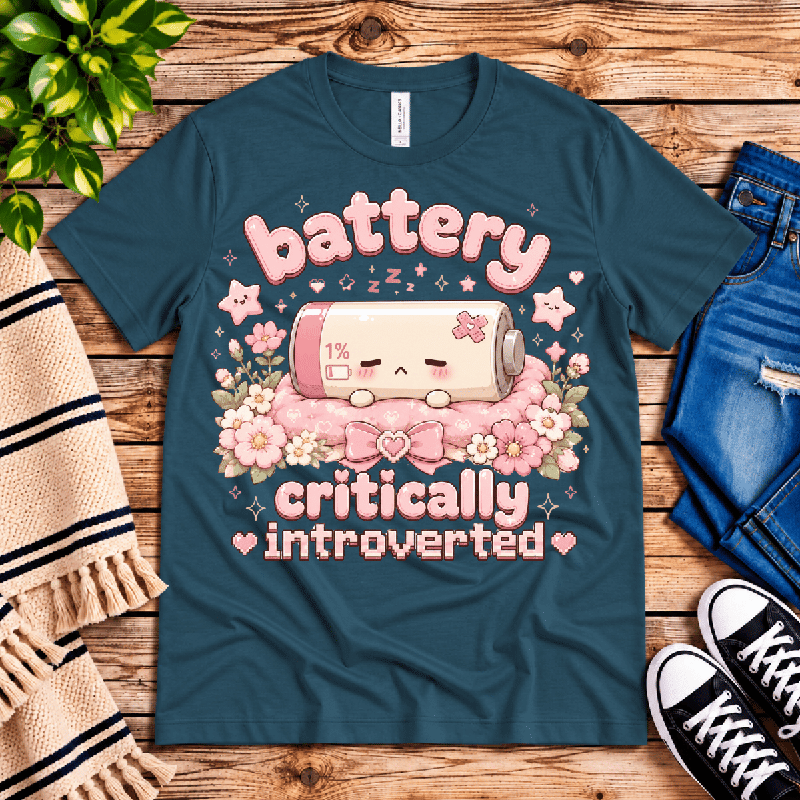 Critical Battery Premium T-Shirt in deep teal, flat lay