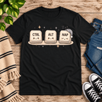 CTRL + ALT + NAP Premium T-Shirt in vintage black, flat lay