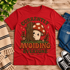 Currently Avoiding Premium T-Shirt in red, flat lay