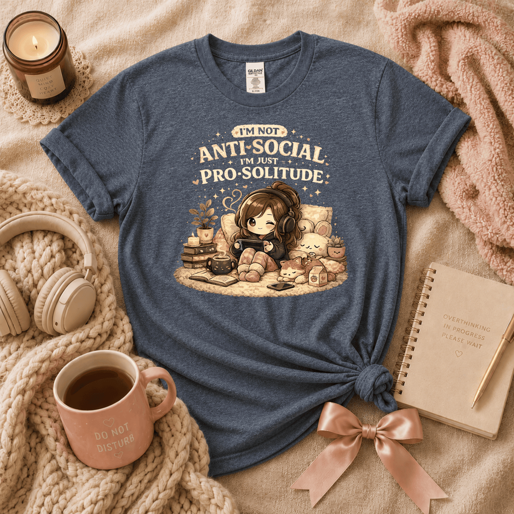 Pro Solitude introvert graphic t-shirt in Dark Heather.