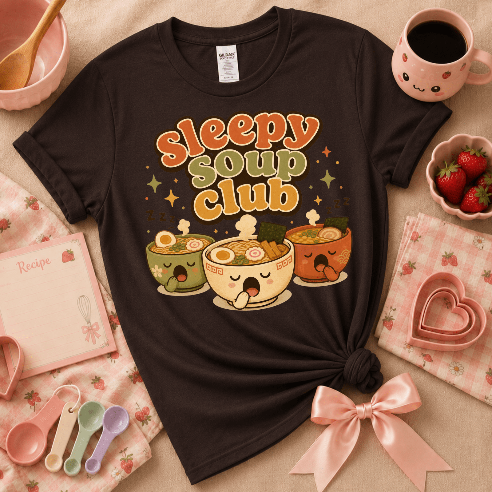 Sleepy Soup Club | Cute Food Graphic T-Shirt
