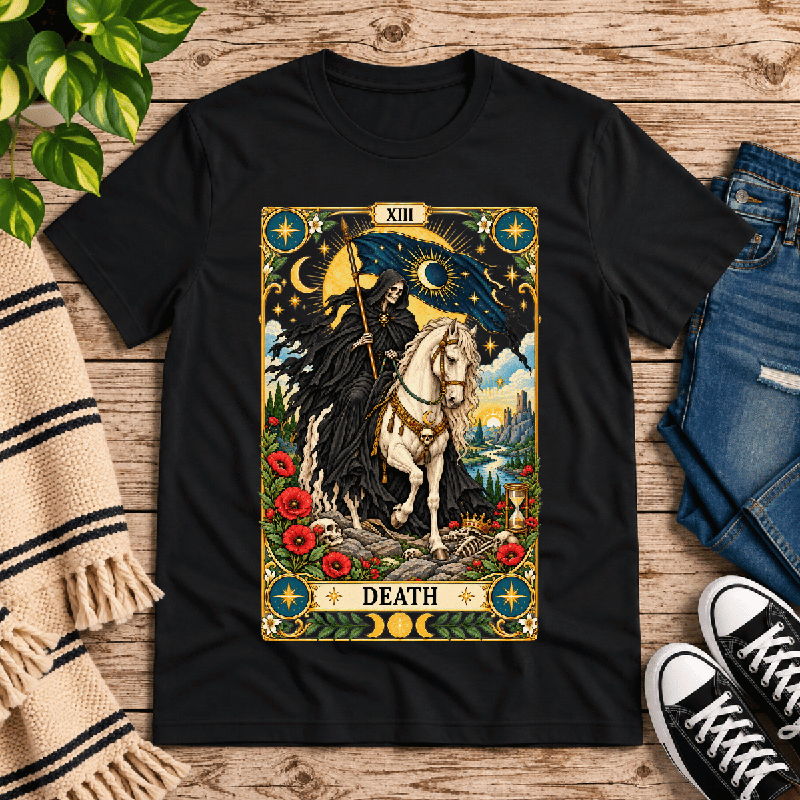 Death Premium T-Shirt in vintage black, flat lay