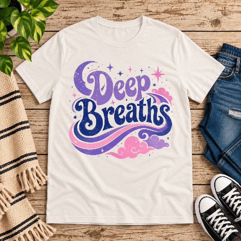 Deep Breaths Premium T-Shirt in vintage white, flat lay