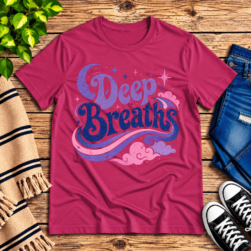 Deep Breaths Premium T-Shirt in berry, flat lay