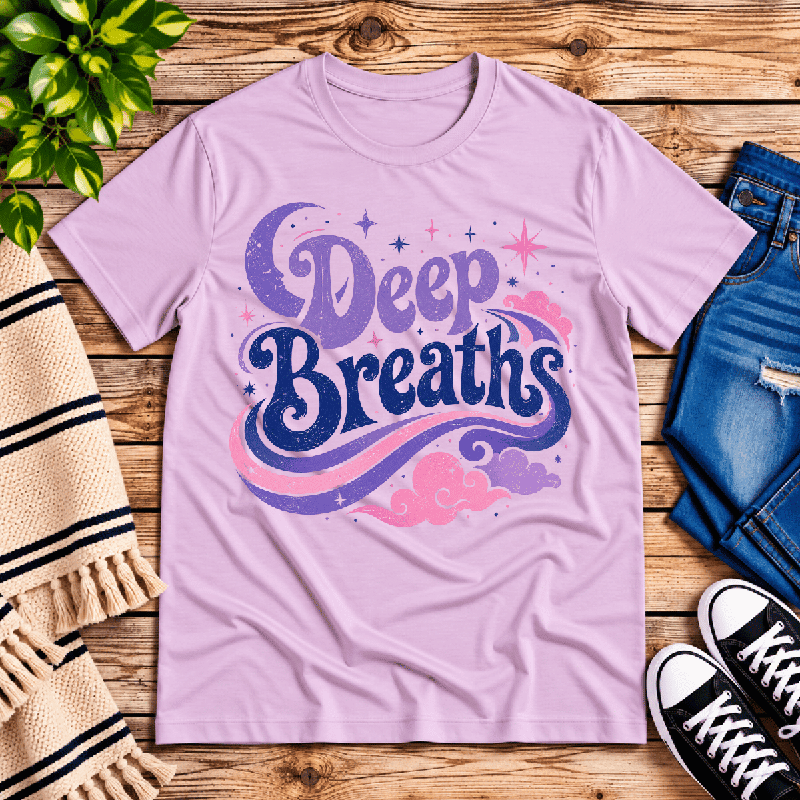 Deep Breaths Premium T-Shirt in lilac, flat lay