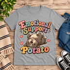 Emotional Support Potato Premium T-Shirt in athletic heather gray, flat lay