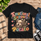 Emotional Support Potato Premium T-Shirt in vintage black, flat lay