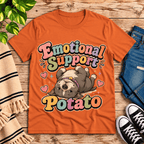 Emotional Support Potato Premium T-Shirt in burnt orange, flat lay