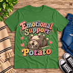 Emotional Support Potato Premium T-Shirt in leaf green, flat lay