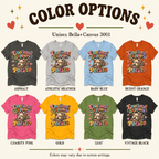 Emotional Support Potato Premium T-Shirt color chart: Asphalt, Athletic Heather, Baby Blue, Burnt Orange, Charity Pink, Gold, Leaf, Vintage Black