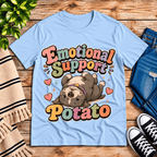Emotional Support Potato Premium T-Shirt in baby blue, flat lay