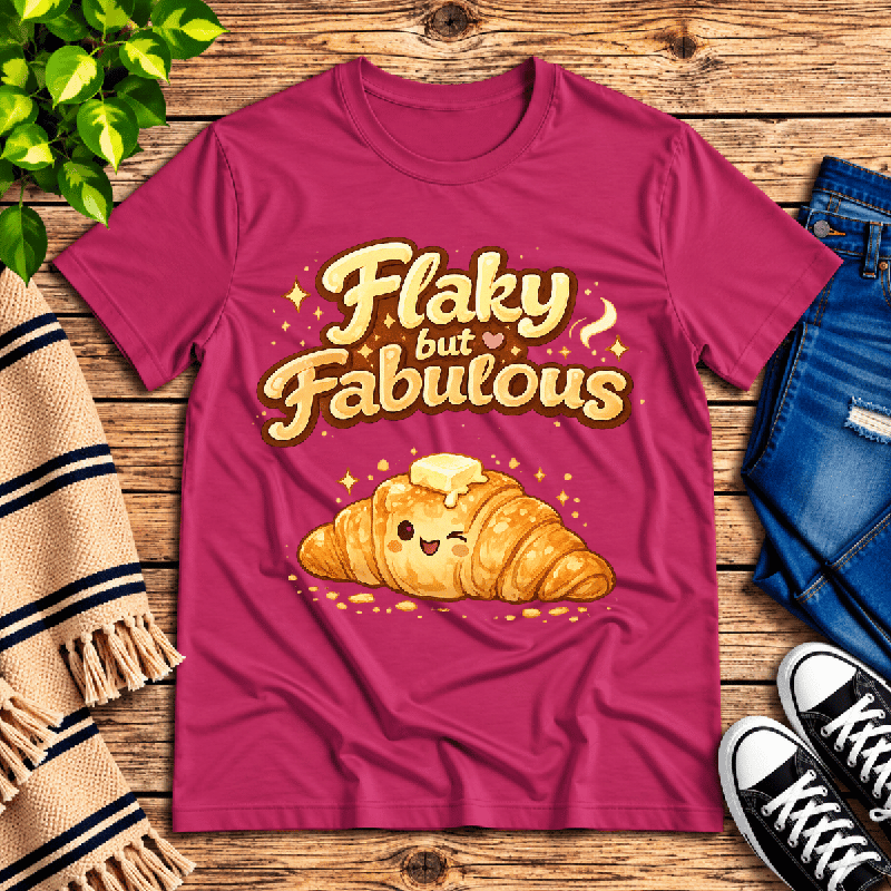Flaky But Fabulous Premium T-Shirt in berry, flat lay
