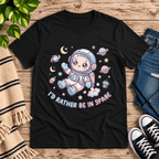 Floating In Space Premium T-Shirt in vintage black, flat lay