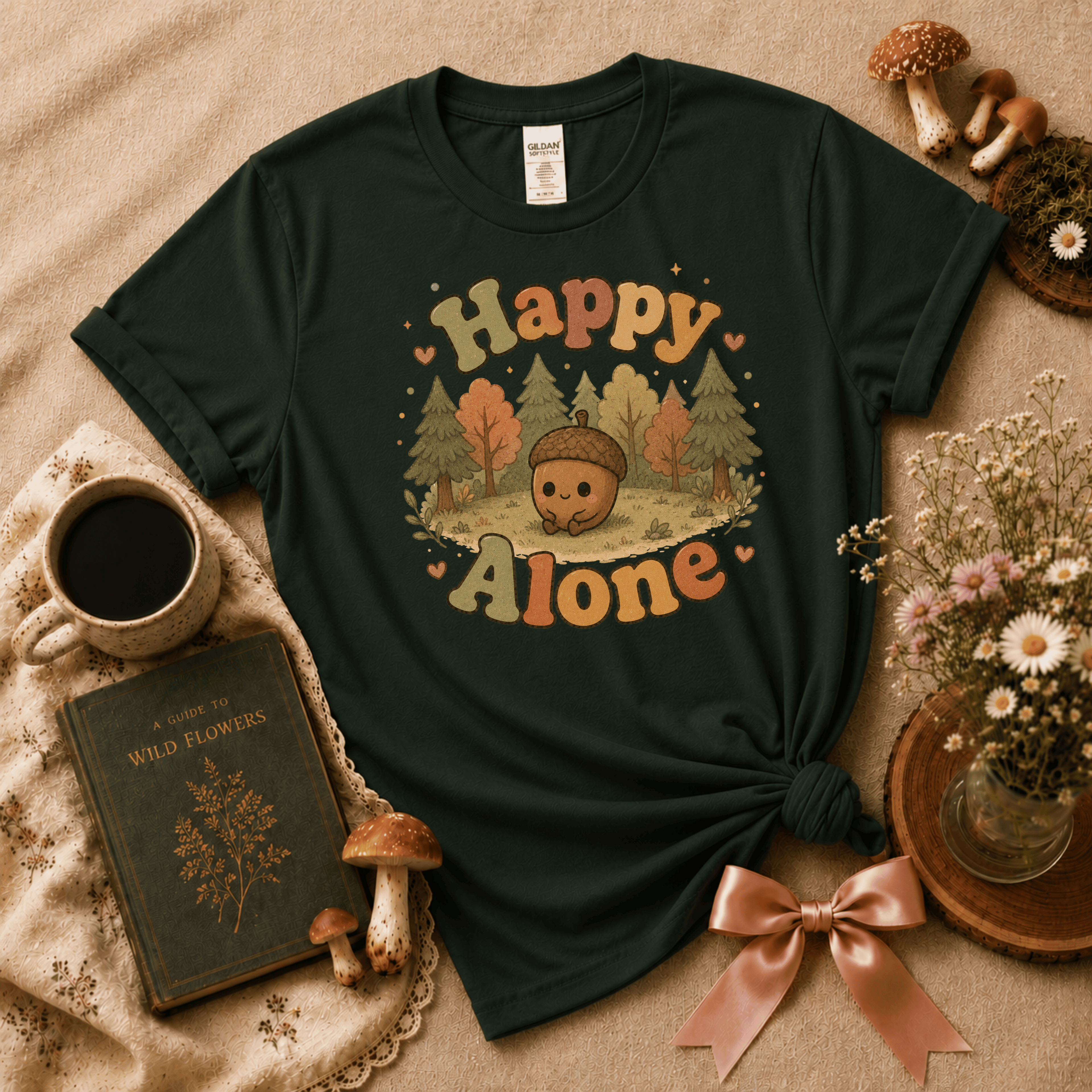 Happy Alone | Cottagecore Graphic T-Shirt