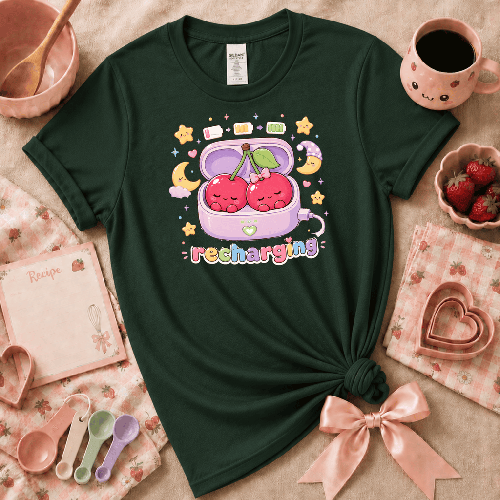 Recharging Cherries | Funny Introvert Graphic T-Shirt