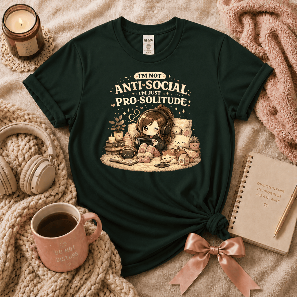 Pro Solitude introvert graphic t-shirt in Forest Green.
