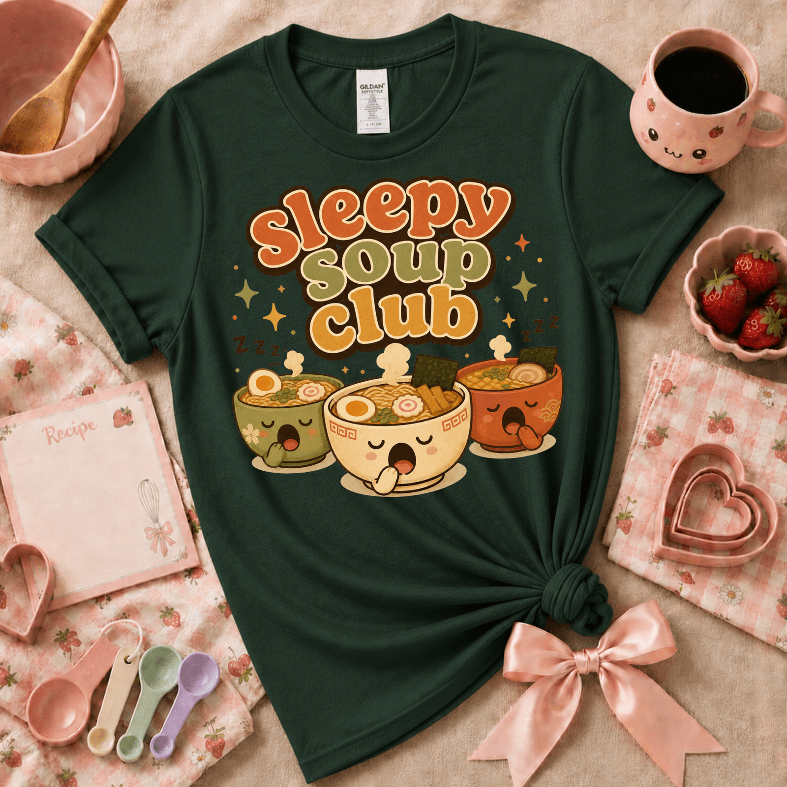 Sleepy Soup Club | Cute Food Graphic T-Shirt