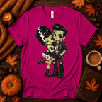 Frankie & Frannie Premium T-Shirt in berry, flat lay with fall props