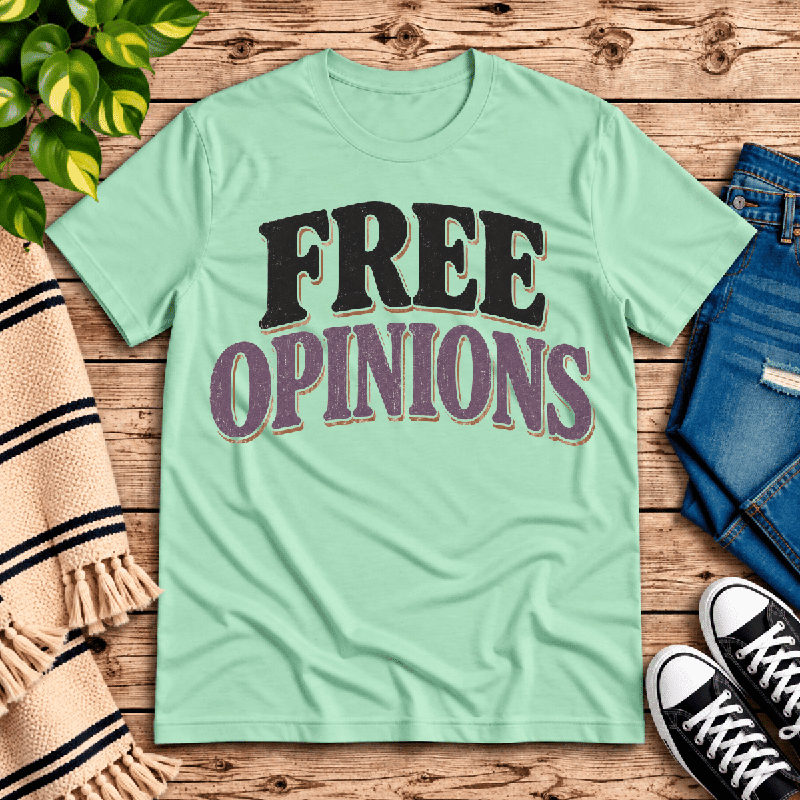 Free Opinions Premium T-Shirt in mint, flat lay