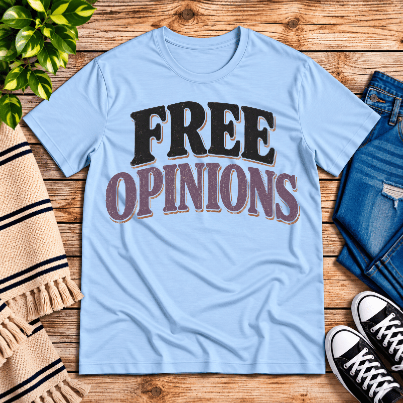 Free Opinions Premium T-Shirt in baby blue, flat lay