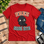Free Side Eye Premium T-Shirt in red, flat lay