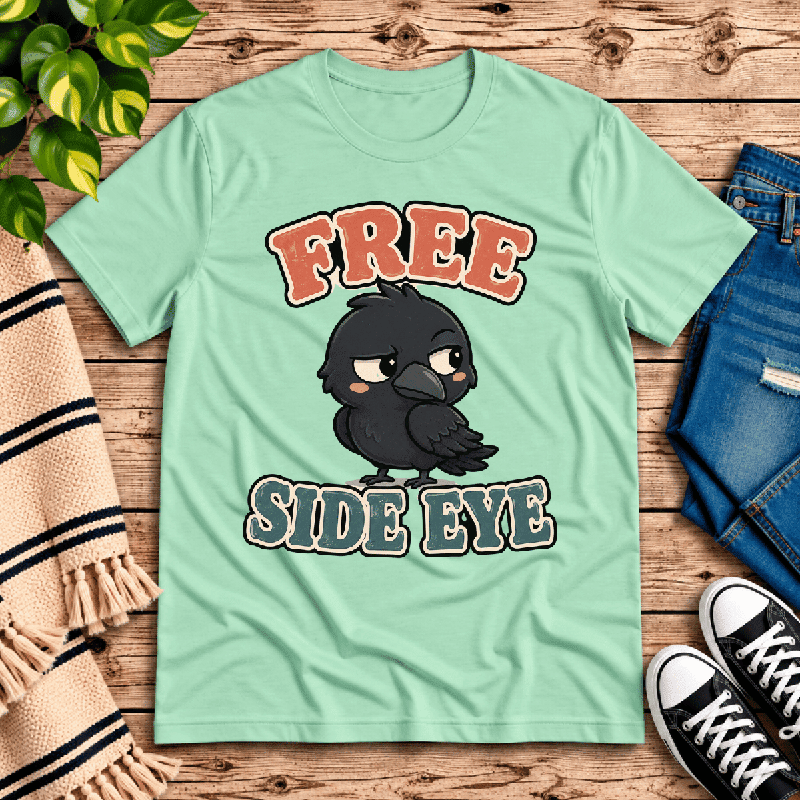 Free Side Eye Premium T-Shirt in mint, flat lay