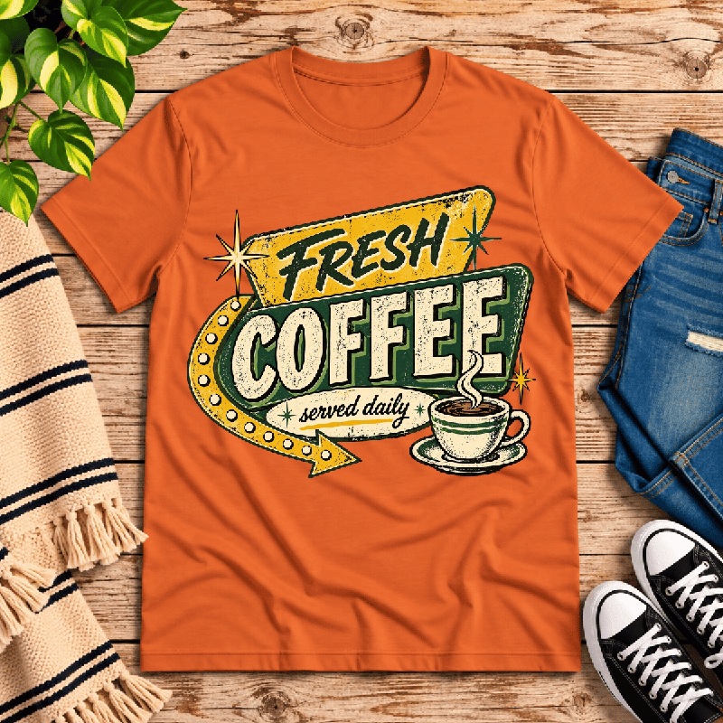 Fresh Coffee Premium T-Shirt in burnt orange, flat lay