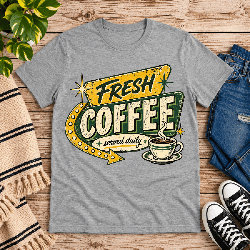 Fresh Coffee Premium T-Shirt in athletic heather gray, flat lay