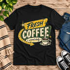 Fresh Coffee Premium T-Shirt in vintage black, flat lay