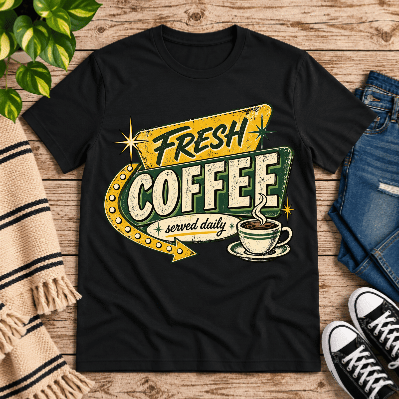 Fresh Coffee Premium T-Shirt in vintage black, flat lay