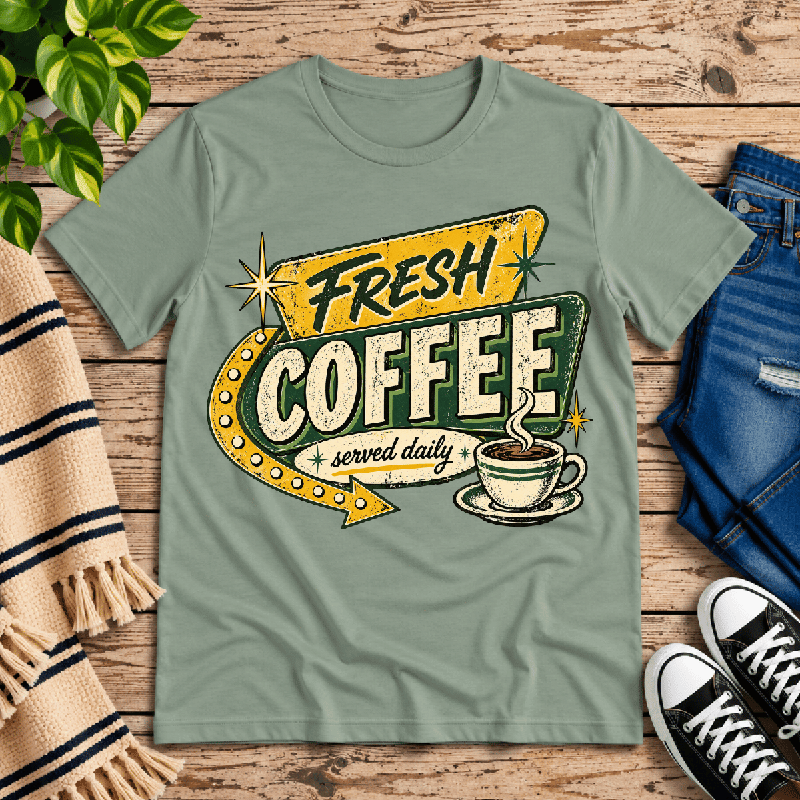 Fresh Coffee Premium T-Shirt in sage, flat lay