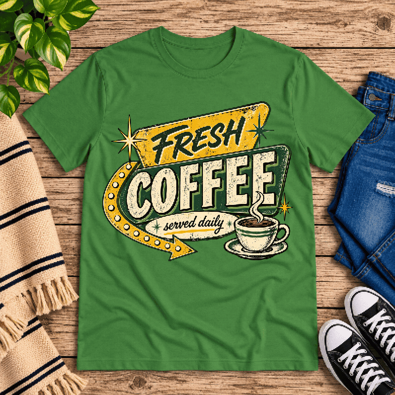 Fresh Coffee Premium T-Shirt in leaf green, flat lay