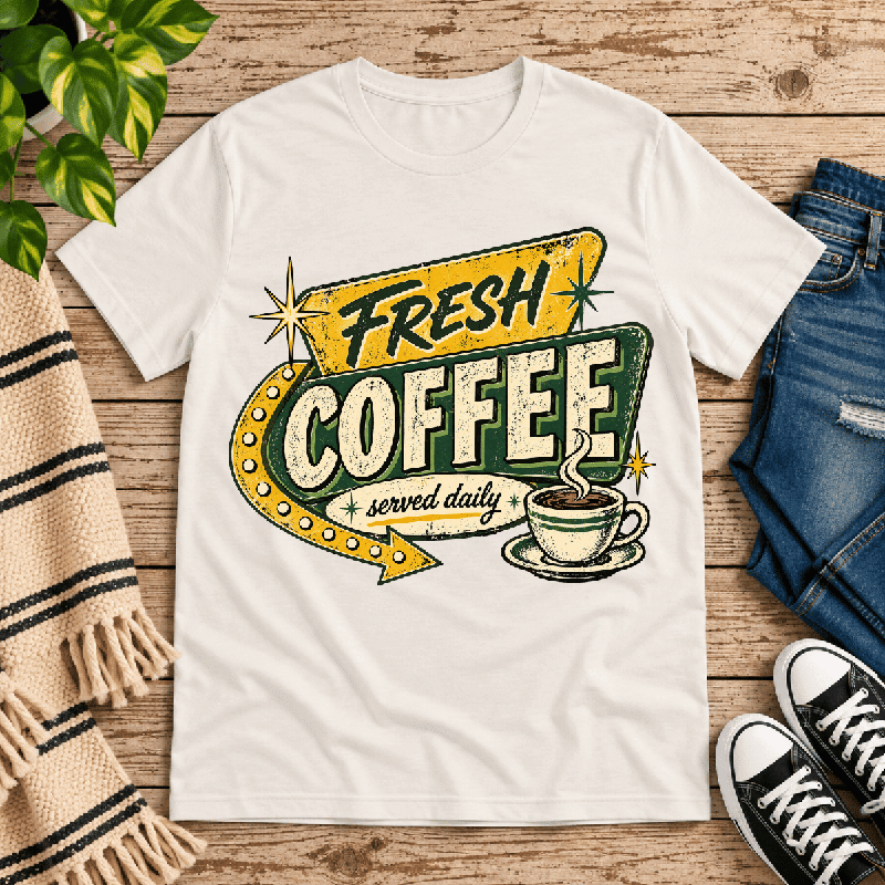 Fresh Coffee Premium T-Shirt in vintage white, flat lay
