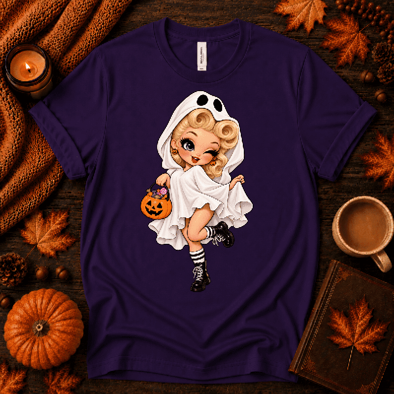 Ghostly Gigi Premium T-Shirt in team purple, flat lay