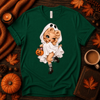 Ghostly Gigi Premium T-Shirt in evergreen, flat lay