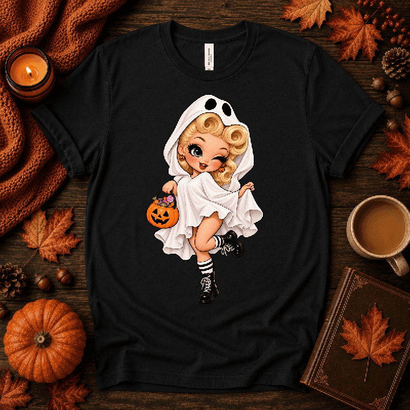 Ghostly Gigi Premium T-Shirt in vintage black, flat lay