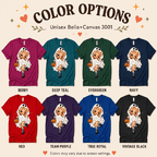 Ghostly Gigi Premium T-Shirt color chart: Berry, Deep Teal, Evergreen, Navy, Red, Team Purple, True Royal, Vintage Black