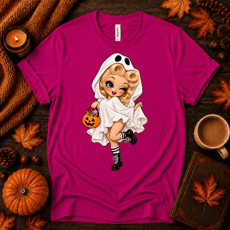Ghostly Gigi Premium T-Shirt in berry, flat lay