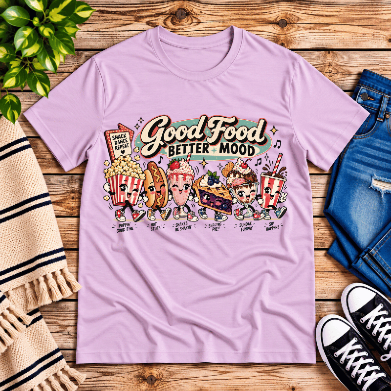 Good Food Premium T-Shirt in lilac, flat lay